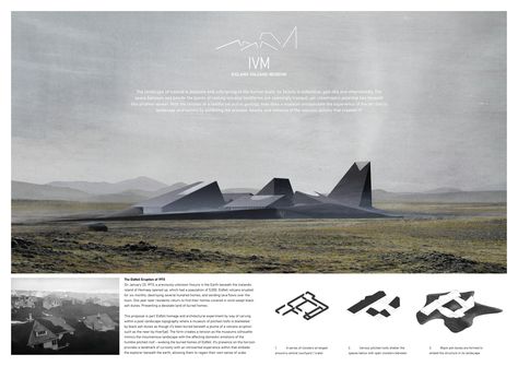 Volcano Architecture Concept, Volcano Architecture, Iceland Architecture, Architect Portfolio Design, Iceland Volcano, Architecture Layout, 포트폴리오 레이아웃, Open Architecture, Architecture Competition