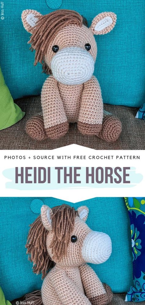 Cuddly Amigurumi Animals Free Crochet Patterns - Free Crochet Patterns Crocheted Horse, Crochet Farm Animals, Crochet Unicorn Pattern, Crochet Horse, Amigurumi Animals, Crochet Animals Free Patterns, Crochet Unicorn, Crochet Amigurumi Free Patterns, Horse Pattern