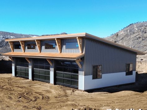 #13157 – 26 x 36 x 10 Mono Slope Shop in Bellevue, Colorado Single Slope Garage, Shop With Living Quarters, Loft Floor, Barn Garage, Metal Garages, Building Contractors, Steps Design, Overhead Door, Roof Styles