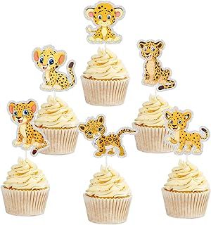 Amazon.com: Cheetah Cupcake Toppers Fondant Cheetah, Fondant Leopard Topper, Cheetah Pull Apart Cupcake Cake, Cheetah Cupcake Cake, Leopard Cupcakes Cheetah Print, Cheetah Cupcakes, Cupcake Toppers, Cake Decorating, Cake