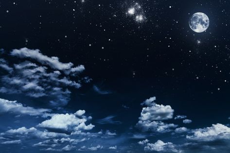 Night Sky Background For Editing, Blue Moon Background, Sky Landscape Background, Sky With Stars And Moon, Background Night Sky, Stars Landscape, Widget Medium, Night Sky Landscape, Night Sky With Stars