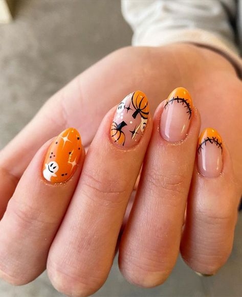 30+ Spooky Halloween Nail Ideas : Pumpkin, Ghost & French Tips I Take You | Wedding Readings | Wedding Ideas | Wedding Dresses | Wedding Theme Nail Art Halloween, Halloween Nails Easy, Cute Halloween Nails, Pumpkin Nails, Nagel Tips, Winter Nail Art, Festival Nails, Halloween Nail Designs, Fall Nail Art