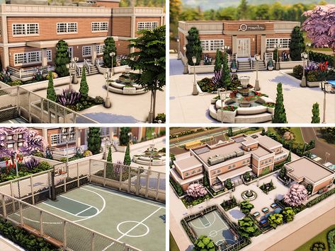 Sims 4 Small Bedroom, Exterior Sims 4, Sims 4 High School, Lots Sims 4, School Exterior, Sims 4 Restaurant, Lotes The Sims 4, The Sims 4 Lots, Sims 4 Build Ideas