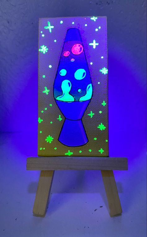 Handpainted lava lamp! Acrylic and neon paint <3 #neon #art #glowinthedark #artist #painting #paint Acrylic Neon Painting Ideas, Neon Glow Painting Canvas, Glow Painting Ideas, Trippy Crafts Diy Art Projects, Glow In The Dark Canvas Painting, Trippy Lava Lamp Painting, Lava Lamp Painting Canvas, Glow In The Dark Paint Ideas Canvas, Neon Acrylic Painting Ideas