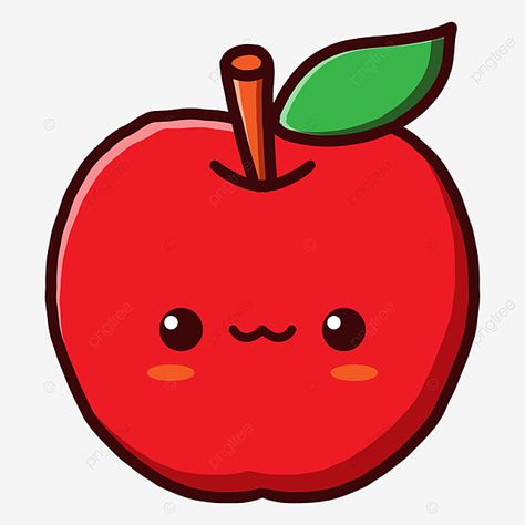 Apple Cute Drawing, Apple Illustration Art, Fruits Cartoon Images, Apple Pie Wallpaper, Cute Apple Drawing, Apple With Face, Cute Fruit Drawings, Cute Apple Pie, Banana Vector