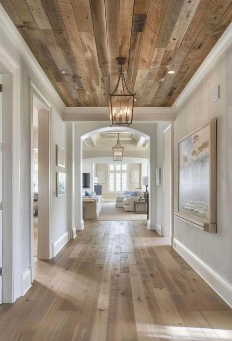 Wood Ceiling Sunroom Ideas, Mudroom Wood Ceiling, Poplar Wood Ceiling, Wood Ceiling Living Room Ideas, Wood Celing Roof Design, Wood Paneling Ceiling Living Room, Wood Ceilings Ideas, 8 Ft Ceilings Ideas, Wood Floor And Ceiling