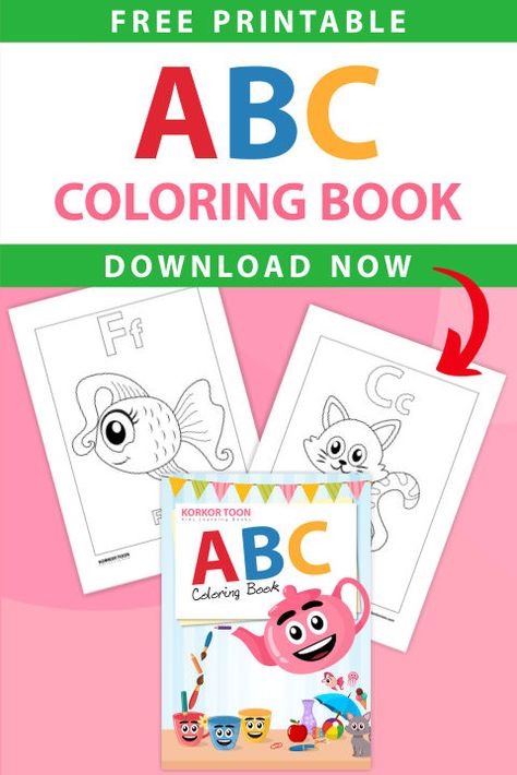 Coloring Pages Abc, Alphabet Colouring In Free Printable, Abc Coloring Book Free Printable, Abc Coloring Book, Creative Book Cover Designs, Adult Coloring Books Swear Words, Typography Design Quotes, Coloring Book Download, Creative Book Covers