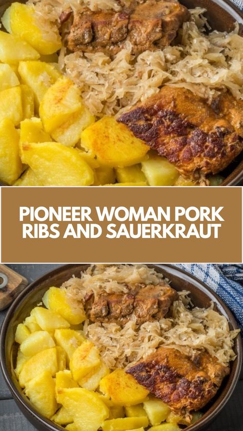 Pioneer Woman Pork Ribs and Sauerkraut are made with pork spare ribs, sauerkraut, red potatoes, and seasoning. This hearty Pioneer Woman Pork Ribs and Sauerkraut recipe creates a delicious dinner that takes about 1 hour to prepare and can serve up to 4 people. Country Ribs And Sauerkraut Oven, Pork With Sauerkraut, Spareribs And Sauerkraut In Crockpot, Best Pork And Sauerkraut Recipe, Easy Pork And Sauerkraut Crockpot, Sauerkraut And Pork Recipes, Pork Ribs And Sauerkraut Crockpot, Country Style Pork Ribs Crock Pot Crockpot Easy Recipes, What To Serve With Sauerkraut