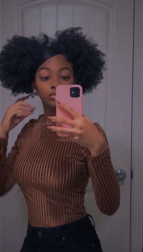 Big Puffs Natural Hair, Two Big Puffs Natural Hair, 2puffs Natural Hair, Afro Puff With Bangs, Two Puffs With Swoop, Puff Ball Hairstyle, Puff Balls Hairstyle Natural Hair, Puff Ball Hairstyle Natural Hair, 4c Puff