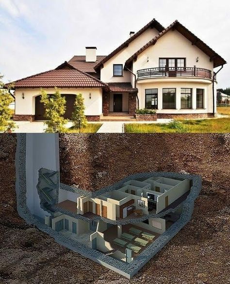 Case Sotterranee, Underground House Plans, Bunker Home, Mobile Home Exteriors, Underground Shelter, Underground Bunker, Underground Homes, Safe Room, Hidden Rooms