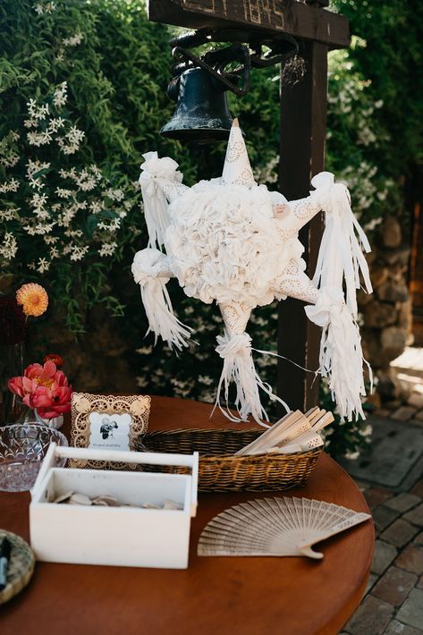 Mexican Wedding  - with a boho twist - Wedding Piñata instead of guestbook  - at Rancho Buena Vista Adobe Mission San Luis Rey, Mexican Wedding Decorations, Charro Wedding, Mexican Theme Wedding, Wedding Pinata, Wedding Felt, Mexican Inspired Wedding, Mexican Themed Weddings, Hacienda Wedding