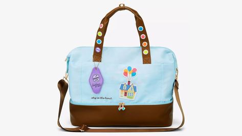 Adventure Awaits: Grab the Pixar Up Carl and Ellie's House Duffle Bag Up Carl And Ellie, Carl And Ellie, Disney Deals, Icon Parking, Disney Snacks, Disney Aulani, Universal Studios Hollywood, Disney Handbags, Luggage Strap