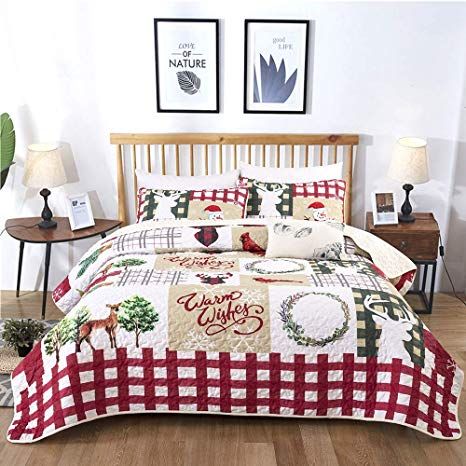 Amazon.com: Christmas Quilt Set, Christmas Santa Tree Snowman Pattern Printed Bedding Quilted Bedspread Set Coverlet for Kids Teens Adults, Soft Microfiber Solid Bedspread Coverlet for All Seasons Twin Size: Home & Kitchen Bed Quilts, Christmas Bedding Set, Tree Snowman, Patterned Bedding, Christmas Bedding, Christmas Decorations Bedroom, Christmas Bedroom, Quilted Bedspreads, Bed Sets