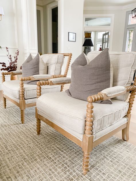 Accent Chair Seating Area, Transitional Chairs Living Room, Armchair Sitting Area, Rustic Accent Chairs, Sunroom Chairs, Accent Chairs Farmhouse, Spindle Accent Chair, Coastal Accent Chairs Living Room, 2 Accent Chairs