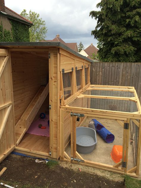 This is cool Guinea Pig Hutch Outdoor, Guinea Pig Shed Ideas, Rabbit Shed Ideas Outdoor, Rabbit Run Ideas, Rabbit Shed Ideas, Rabbit House Ideas, Large Rabbit Hutch Outdoor, Bunny Apartment, Rabbit House Outdoor