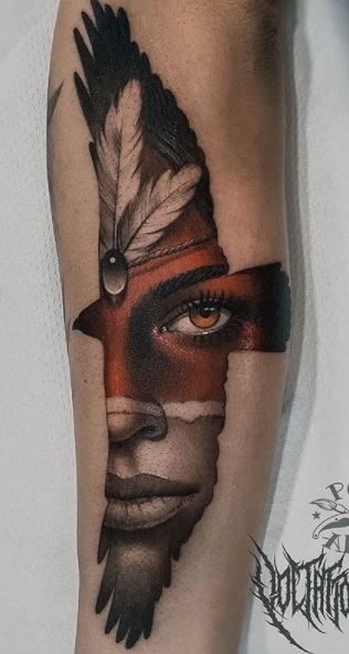 Indian Women Tattoo, Native Indian Tattoos, Native American Tattoo Designs, Indian Tattoo Design, Indian Tattoos, Indian Feather Tattoos, Native American Tattoo, American Indian Tattoos, Native American Tattoos