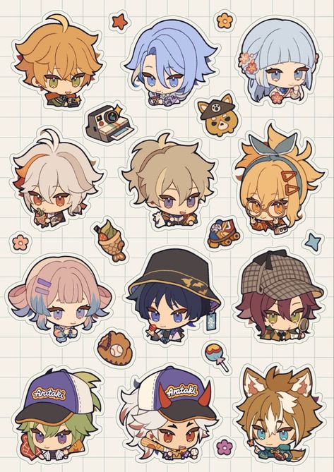 Inazuma Characters, Challenging Puzzles, Stickers Design, Anime Crafts, Chibi Drawings, Kawaii Stickers, Anime Stickers, Cute Little Drawings, Personalized Stickers