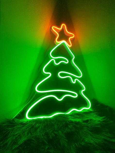 Neon Christmas Decor, Neon Sign Party, Sign Christmas Tree, Christmas Neon Sign, Neon Christmas, Neon Flex, Custom Neon Lights, Neon Decor, Energy Efficient Design