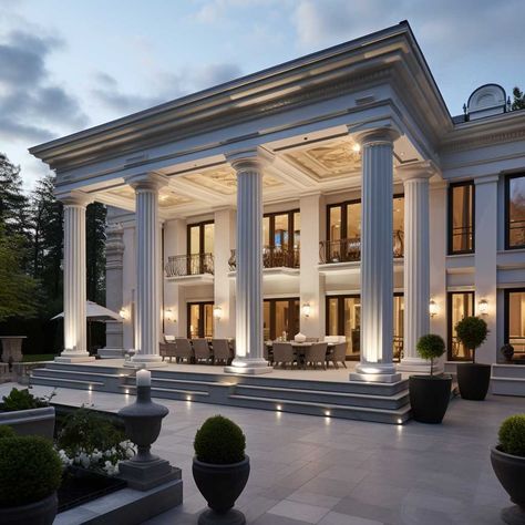 How to Incorporate Decorative Roman Columns in Modern Architecture • 333+ Images • [ArtFacade] Modern Roman Architecture, Roman House Design, Roman Architecture House, Modern Chateau House, Roman Style House, Rome Column, House With Columns, Column Architecture, Ranch Architecture