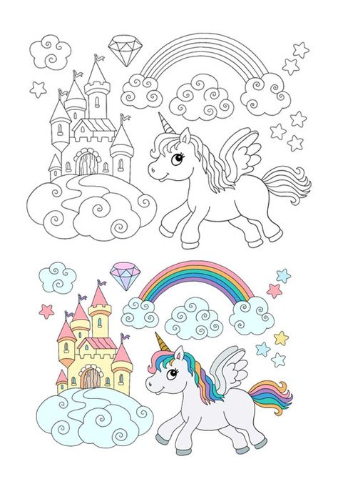 Coloring Unicorn Free Printable, Unicorn Rainbow Coloring Pages, Cute Unicorn Drawing, Unicorn Coloring Pages Free Printable, Winged Unicorn, Unicorn With Rainbow, Emoji Coloring Pages, Best Coloring Pages, Free Printable Coloring Sheets