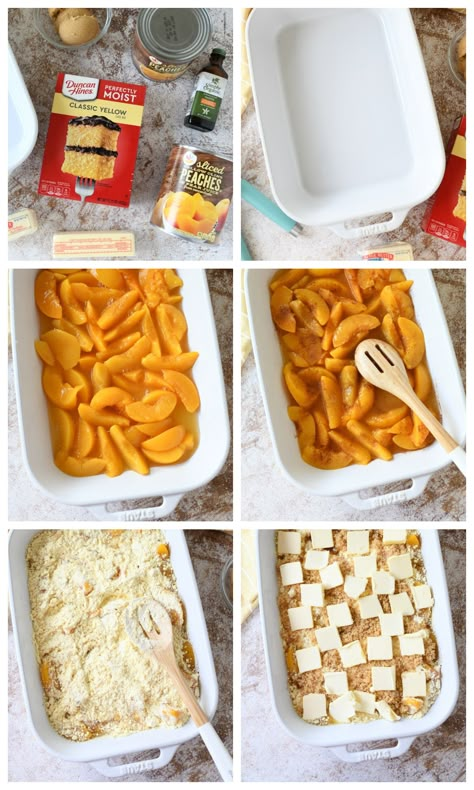 Peach Cobbler Dump Cake Taste Of Home, Peach Crisp Dump Cake, Peach Cobbler With Cake Mix 7up, Easy Peach Cobbler Recipe With Cake Mix Butter, Peach Cobbler With Butter Pecan Cake, Yellow Cake Mix And Peaches, Dump Peach Cobbler Yellow Cake Mixes Fresh Peaches, Canned Peach Dump Cake Easy, Yellow Cake With Peaches