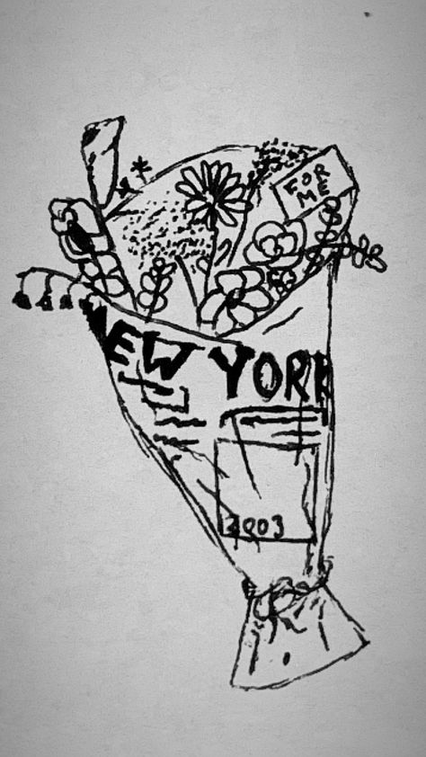 Newspaper Flowers, Flower Bouquet Tattoo, New York Tattoo, Nyc Tattoo, Bouquet Tattoo, Dainty Tattoos, Subtle Tattoos, Elegant Tattoos, Simplistic Tattoos