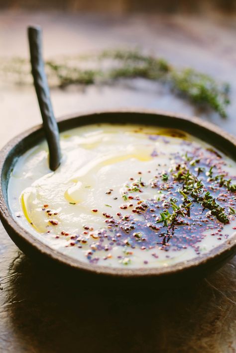 Parsnip Cauliflower Soup with Puffed Quinoa Quinoa Crunch, Tuscan Bean Soup, Toasted Quinoa, Puffed Quinoa, Parsnip Soup, Italian Soup, Vegan And Gluten Free, Cauliflower Soup, Italian Recipes Authentic