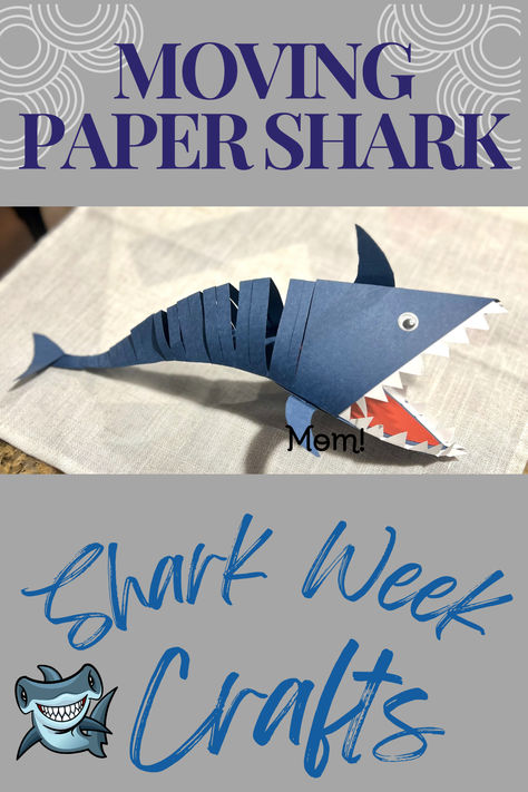 Whether preparing for shark week or studying ocean life, this moving paper shark is as much fun to make as it is to play with after! #sharkweek Recycled Ocean Animal Crafts, Layers Of The Ocean Craft, Kids After School Activities, Shark Puppet Craft, Shark Kids Crafts, Shark Activity For Kids, Shark Projects For Kids, Shark Stem Activities For Kids, Shark Art Projects For Kids