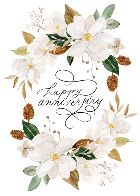 Magnolia Blooms - Happy Anniversary Card | Greetings Island Anniversary Blessings, Anniversary Pics, Happy Anniversary Card, Happy Birthdays, Happy Anniversary Wishes, Card Greetings, Greetings Island, Anniversary Art, Happy Anniversary Cards