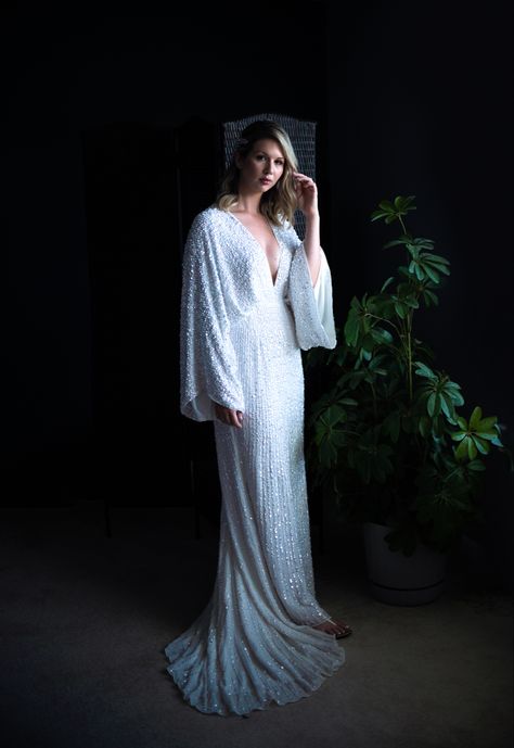 ASOS EDITION Ciara Wedding Dress Ciara Wedding Dress, Kimono Sleeve Wedding Dress, Festive Long Sleeve Wedding Dress, Festive Wedding Sequin Dress, White Wedding Gown With Kimono Sleeves, Long-sleeved Sequin Wedding Dress, Fringe Wedding Dresses Long Sleeve, Kimono Style Wedding Dress, Asos Sequin Wedding Dress