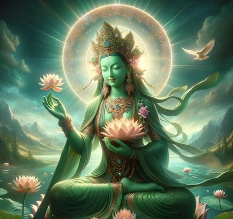 Blue Tara Goddess, Tara Devi Goddesses, Green Tara Goddesses, Green Tara Tattoo, Green Tara Maa, Tara Devi, Goddess Tara, Tara Goddess, Shakti Goddess