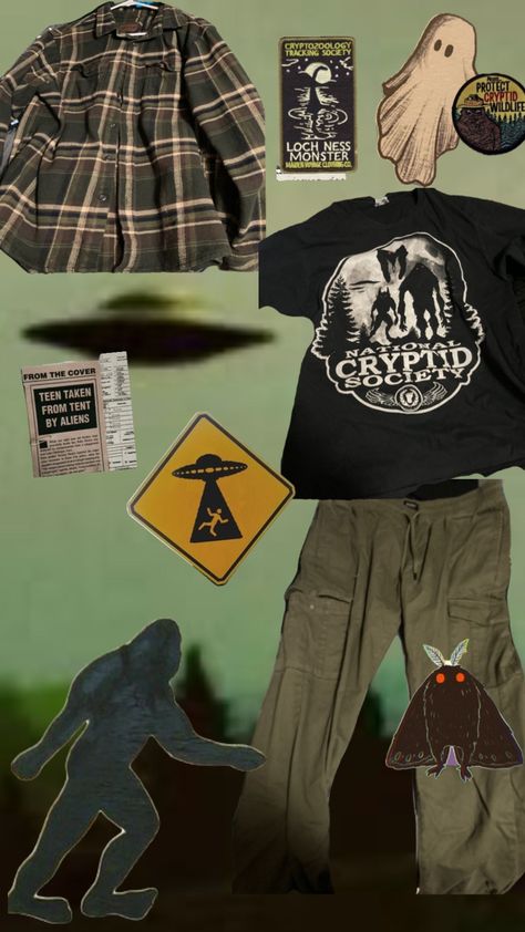 #cryptidcore #cryptid #cryptidaesthetic yes these are my actual clothes 😊 Cryptidcore Outfit Summer, Cryptid Academia Aesthetic Outfits, Summer Cryptidcore Outfits, Cryptid Clothes, Cryptidcore Clothes, Cryptidcore Outfit Male, Cryptid Academia Outfits, Cryptid Academia Aesthetic, Cryptid Outfit