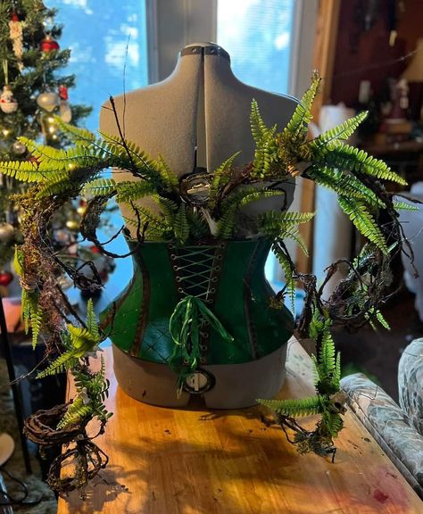 Moss Fairy, Corset Diy, Swamp Witch, Artificial Branches, Ren Fest, Dragon Costume, Real Bones, Folded Up, Wearable Art