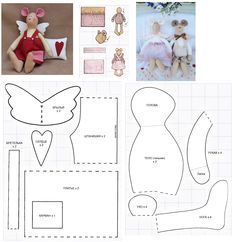 pattern for mouse angel Pretty Toys Patterns, Doll Making Patterns, Fabric Doll Pattern, Teddy Bear Sewing Pattern, Felt Toys Patterns, Doll Making Tutorials, Doll Patterns Free, Soft Toy Patterns, Rag Doll Pattern