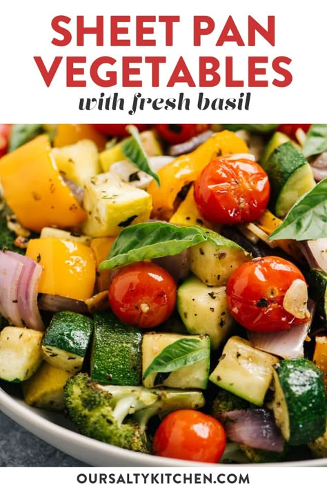 Sheet Pan Roasted Vegetables, Grilled Protein, Pan Roasted Vegetables, Roasted Summer Vegetables, Roasted Vegetables Oven, Summer Vegetables, Roasted Vegetable Recipes, Summer Veggies, Summer Side Dishes