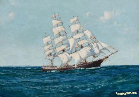 United States Clipper,winona Artwork by Montague Dawson Hand-painted and Art Prints on canvas for sale,you can custom the size and frame Montague Dawson, Barbary Pirates, Hms Hood, Battle Ships, Maritime Painting, Lord Nelson, Nautical Artwork, Clipper Ship, Maritime Art