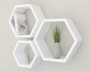 Wood Honeycomb, Hexagon Wall Shelf, Honeycomb Hexagon, Honeycomb Shelves, Geometric Shelves, Modern Wall Shelf, Hexagon Shelves, Wall Shelves Design, Pipe Shelves