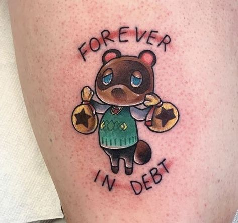 Animal Crossing Tattoo Ideas, Animal Crossing Tattoo, Cute Animal Tattoos, Nerdy Tattoos, Bright Tattoos, Simple Artwork, Cute Little Tattoos, 1 Tattoo, Aesthetic Tattoo