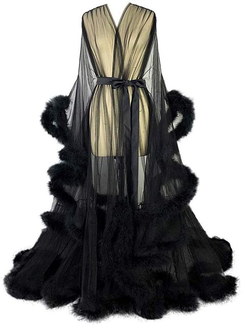 Old Hollywood Feather Robe Sexy Boudoir Robe Feather Bridal Robe Tulle Illusion Long Wedding Scarf New Custom Made Dark Purple at Amazon Women’s Clothing store Black Sheer Robe, Feather Bridal Robe, Fancy Robes, Long Bridal Robe, Maternity Shoots, Wedding Scarf, Luxury Robes, Bridal Party Attire, Sheer Robe