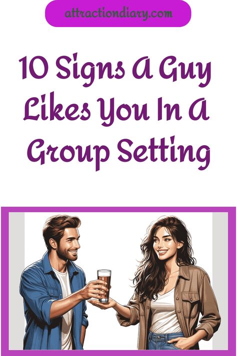 Illustration of a man and woman enjoying a conversation with drinks, conveying ways to recognize if a guy is interested in you while in a group. Crush On You, A Guy Like You, One Of The Guys, Guy Friends, Friend Group, A Crush, The Guys, Your Crush, Just Friends