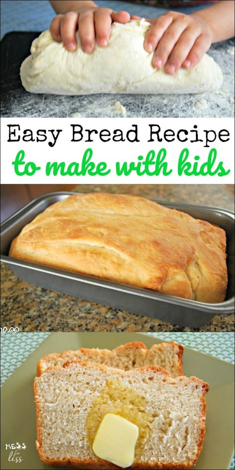 This Easy Bread Recipe is perfect to make with kids. With just a hint of honey, it is sure to become a favorite! Bread Recipes For Kids, Kid Cooking, Easy Bread Recipe, Kids Recipe, Baking Recipes For Kids, Honey Bread, Recipe For Kids, Kids Cooking Recipes, Recipes For Kids