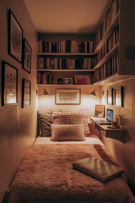 Single Small Bedroom Ideas, Half Bedroom Ideas, Small Room Aesthetic Ideas, Space Saving Ideas For Bedroom, Small Bedroom Apartment Ideas, Small Space Bedroom Ideas, Comfy Room Aesthetic, Cozy Small Apartment, Cozy Small Bedroom