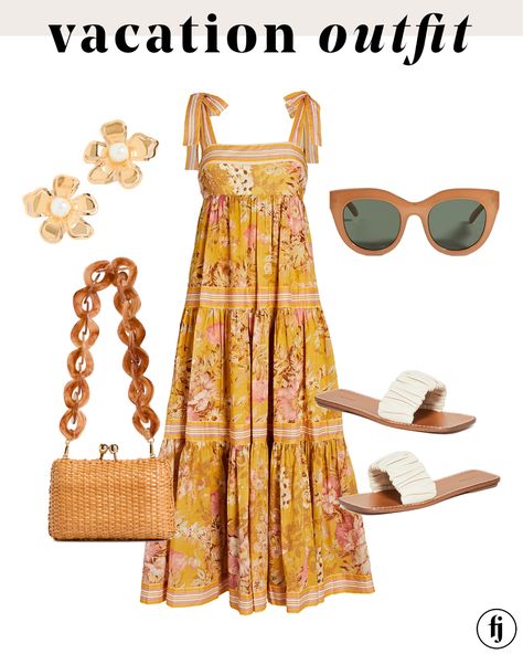 Floral Mustard Dress Outfit, Mustard Yellow Dress Outfit, Mustard Floral Print Maxi Dress For Brunch, Chic Mustard Dress For Vacation, Mustard Outfit, Casual Floral Print Mustard Maxi Dress, Mustard Floral Print Summer Dress, Mustard Yellow Outfit, Mustard Outfits