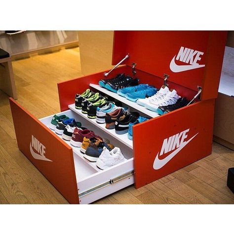 Shoe Box Design, Sneakerhead Room, Basketball Room, Shoe Box Storage, Ideas Habitaciones, Hypebeast Room, Shoe Room, Shoes For Boys, Gents Fashion