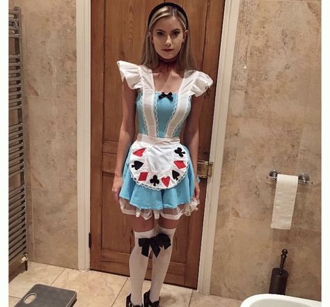 Trendy Alice In Wonderland Costume, Cute Alice In Wonderland Costume, Goth Alice In Wonderland Costumes, Alice In Wonderland Ballet Costumes, Alice In Wonderland Costume Rave, Ann Angel, Halloween Alice In Wonderland, Stocking Tops, Alice Costume