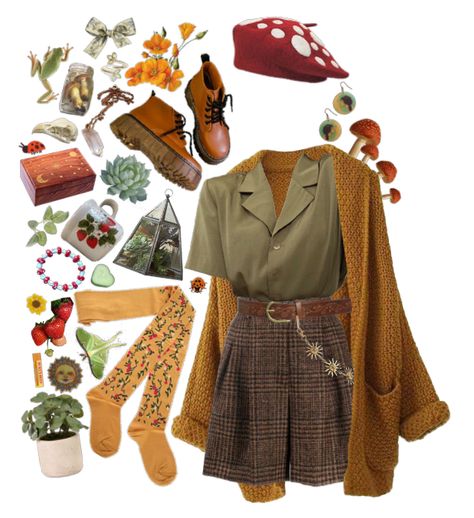 Entangled Life outfit ideas | #mushrooms #cottagecore #aesthetic Cottagecore Halloween Outfits, Fairy School Outfits, Cottage Core Mushroom Outfit, Retro Cottagecore Outfits, Cottagecore Outfits Mushroom, Cottagecore Punk Outfits, Cottagecore Women Fashion, Cottagecore Outfit Board, Cottagecore Academia Aesthetic Outfit