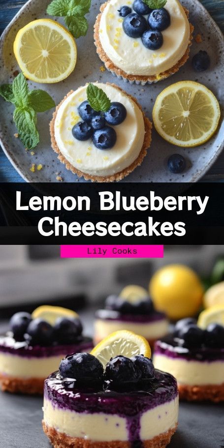 Lemon Blueberry Mini Cheesecakes with Streusel Topping | Perfect Cozy Dessert Recipe Discover the perfect blend of zesty lemon and sweet blueberries with these mini cheesecakes topped with crunchy streusel! Ideal for a cozy evening, these delightful desserts are easy to make, only take 45 minutes, and are sure to impress your family and friends. Enjoy a burst of flavor in every bite! #LemonBlueberryCheesecakes #MiniDesserts #FallBaking ..... Cheesecake Topping, Lemon Blueberry Cheesecake, Blueberry Topping, Cheesecake Toppings, Cozy Evening, Lemon Cheesecake, Streusel Topping, Blueberry Cheesecake, Mini Cheesecakes