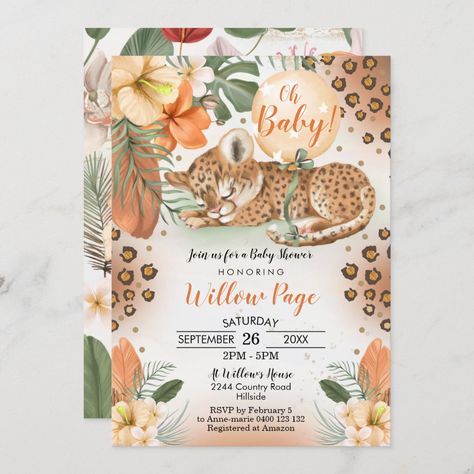 Cheetah Baby, Naming Ceremony Invitation, Safari Baby Shower Invitations, Tropical Baby Shower, Gender Neutral Baby Shower Invitations, Baby Shower Invitaciones, Simple Baby Shower, Modern Baby Shower