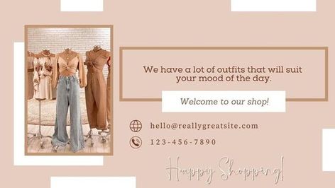 Brown and White Fashion Welcome Facebook Cover Photo Online Selling Background Design Clothes, Thrift Cover Photo, Facebook Cover Photo For Clothing Page, Clothing Business Logo Ideas Aesthetic, Fashion Cover Page Ideas, Facebook Cover Photos For Business Page, Boutique Cover Photo, Facebook Business Cover Photos, Cover Photo For Clothing Page