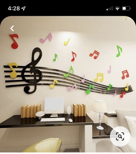 Diy Art Wall, Music Theme Birthday, Wall Decor Music, Music Classroom Decor, Dance Room, 3d Wall Stickers, Dance Rooms, Music Room Decor, 3d Decor